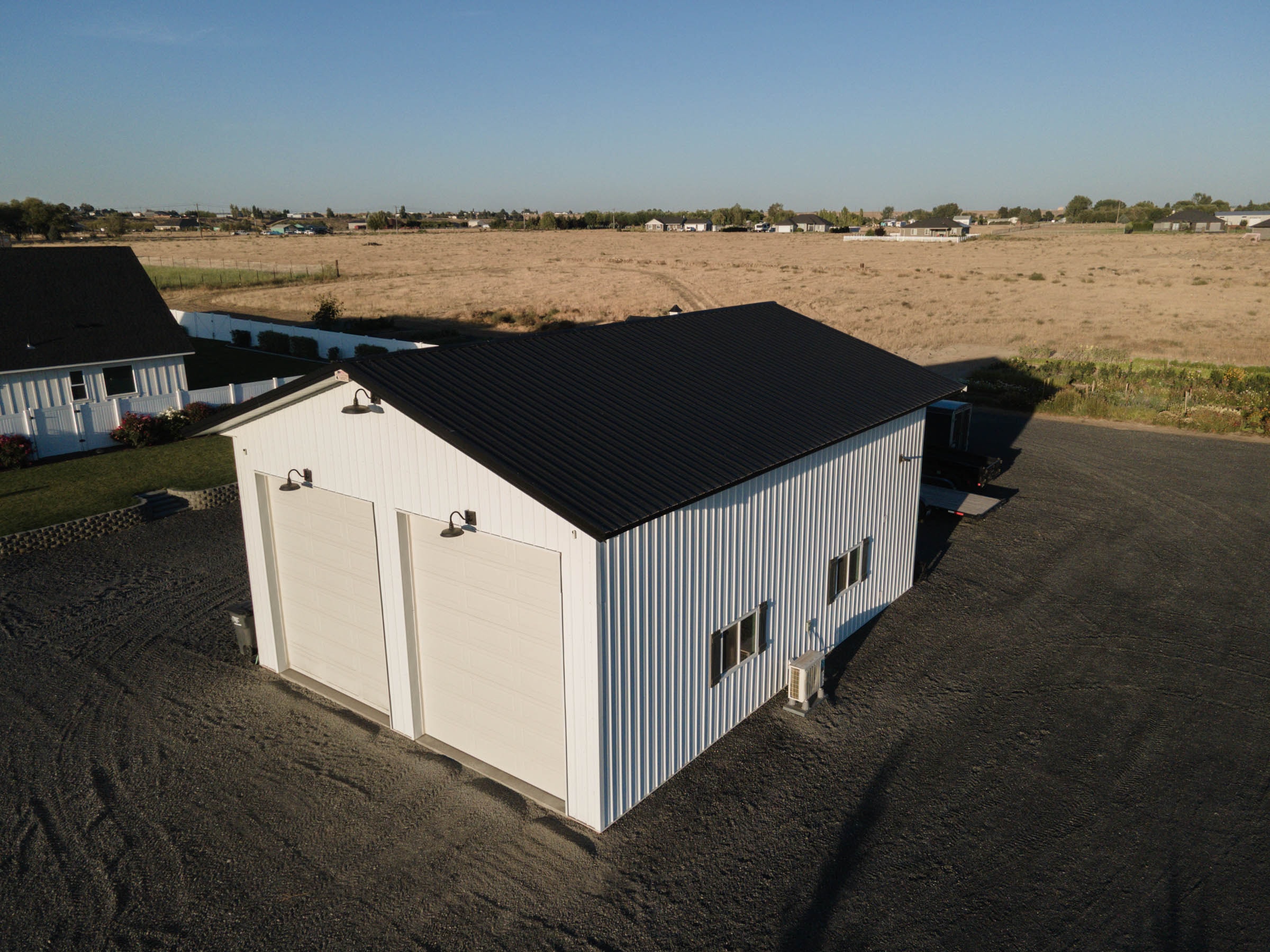 Aerial view of the RV shop and property