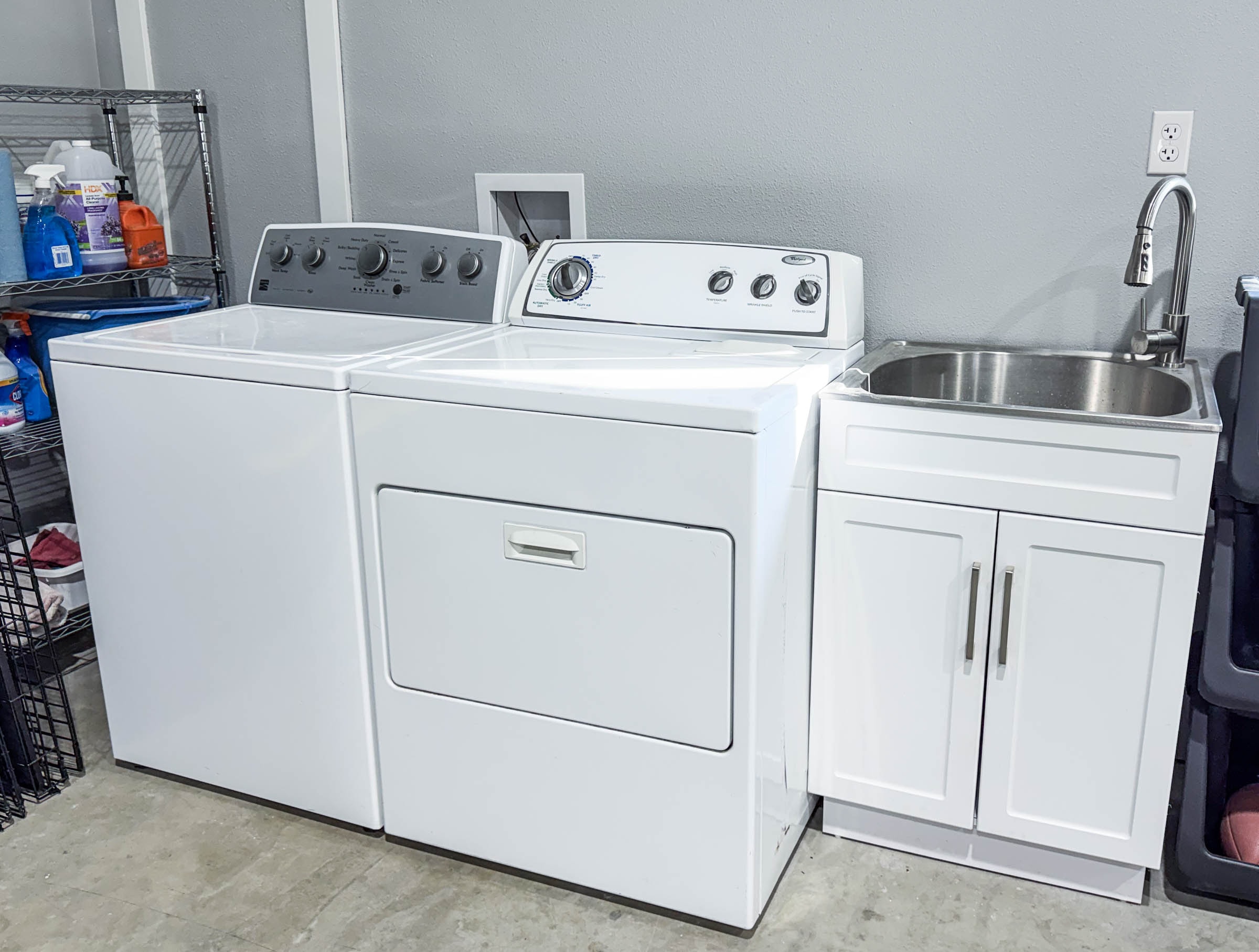 Utility sink and washer/dryer hookups