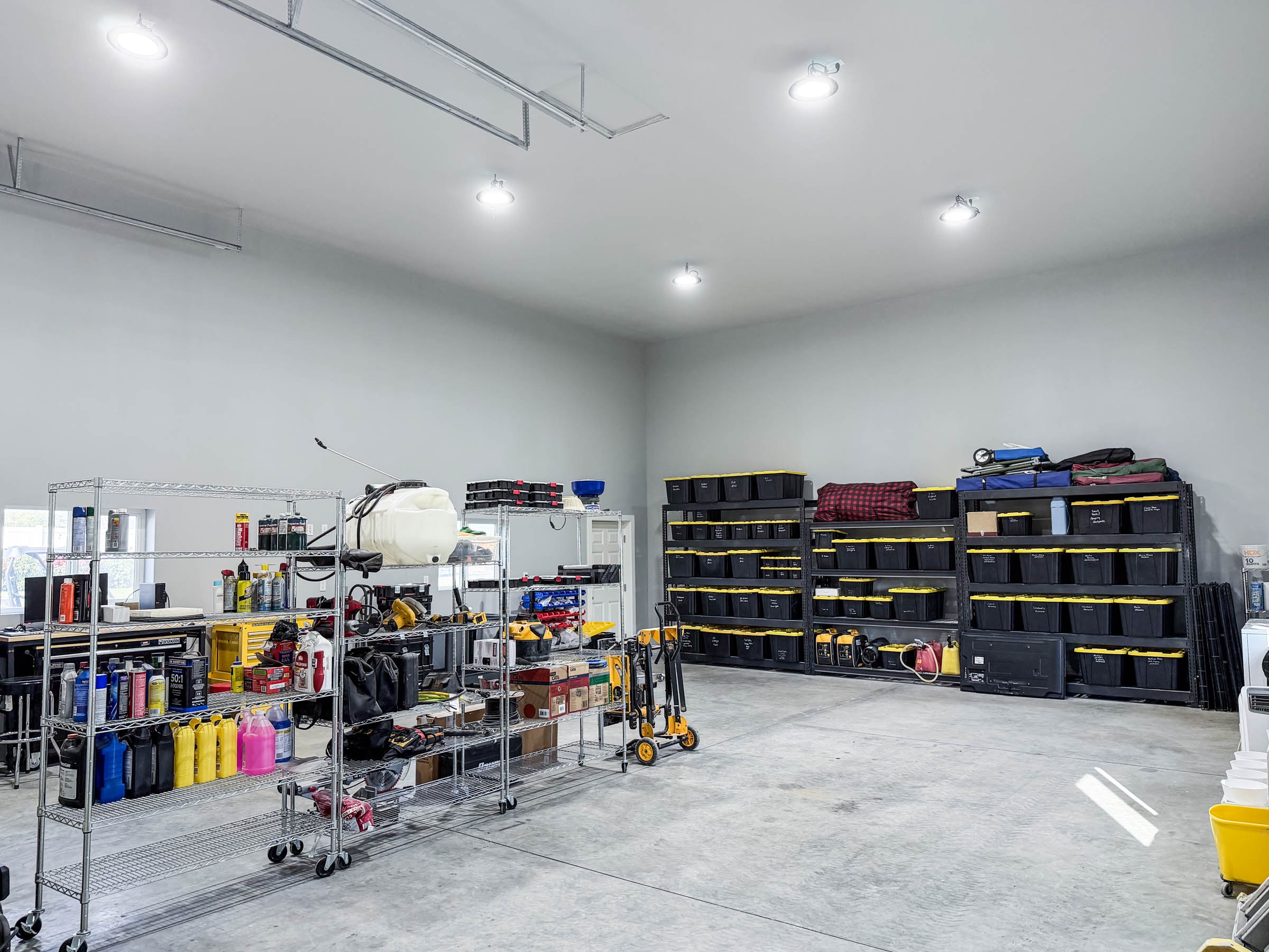 RV shop interior showing organized shelving and storage